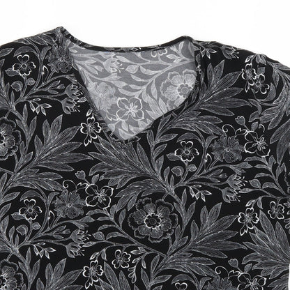 happit Womens Black Fair Isle  Basic Blouse Size 16