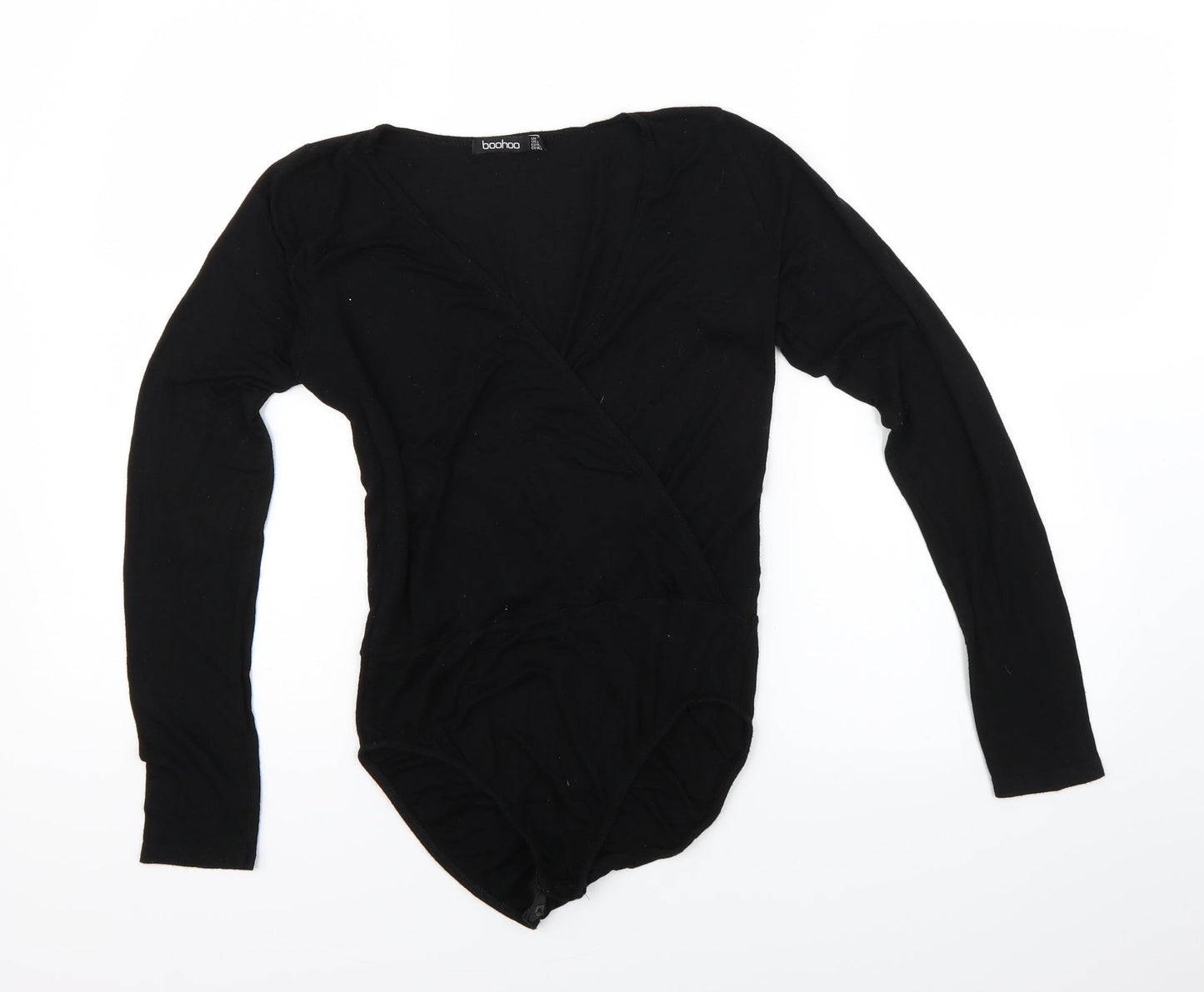 Boohoo Womens Black   Wrap T-Shirt Size 10  - Bodysuit