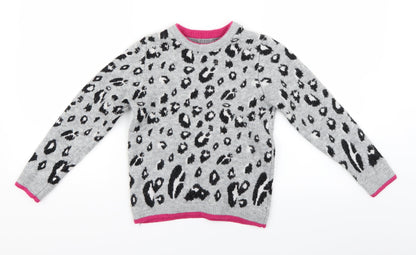 nutmg Girls Green Animal Print  Pullover Jumper Size 9-10 Years