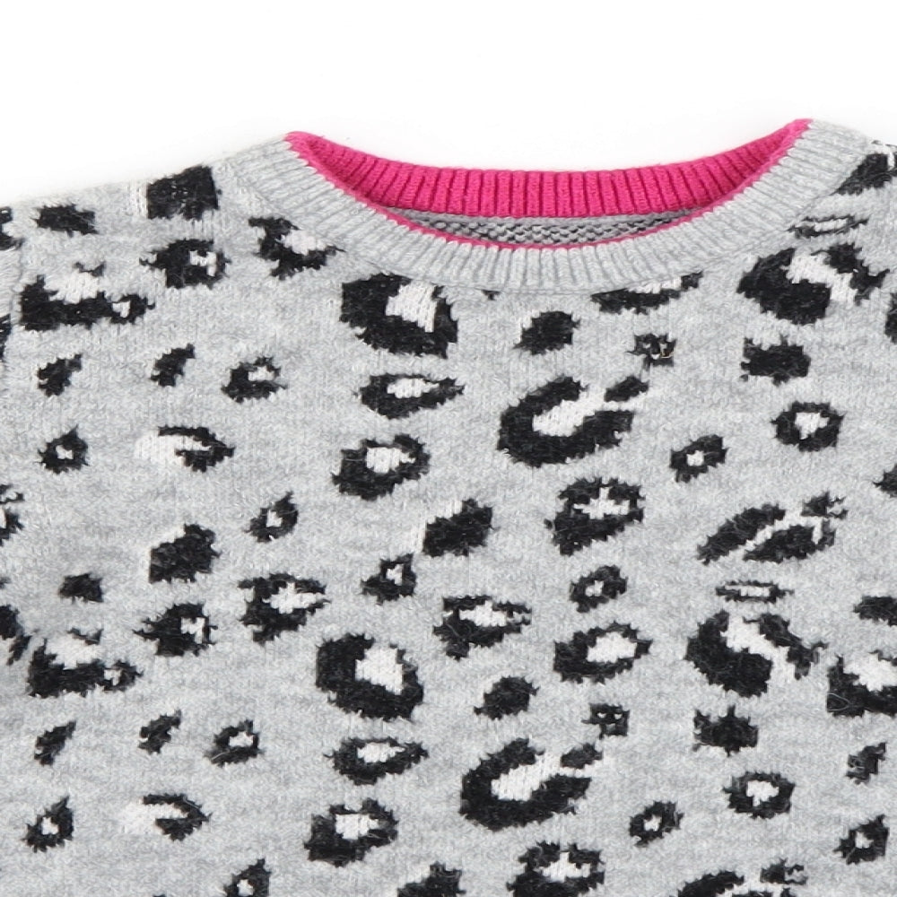 nutmg Girls Green Animal Print  Pullover Jumper Size 9-10 Years
