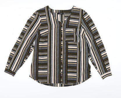 Papaya Womens Multicoloured Striped  Basic Button-Up Size 12