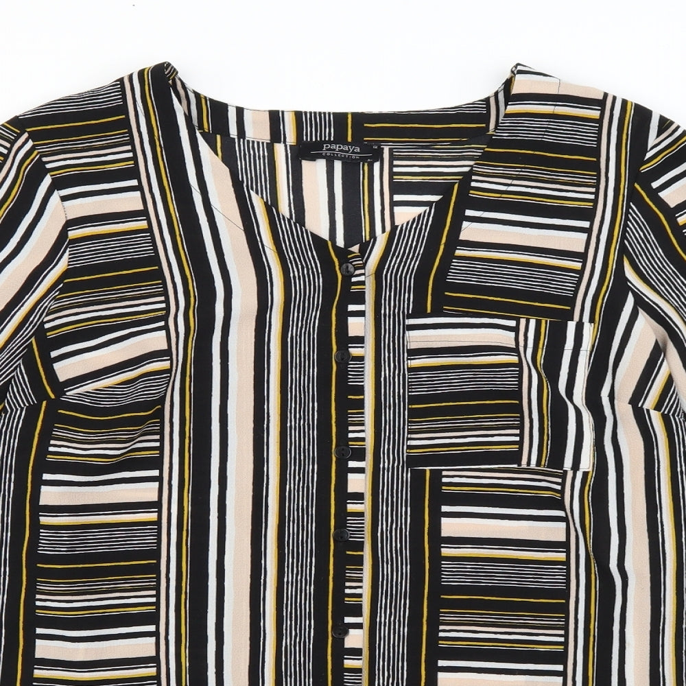 Papaya Womens Multicoloured Striped  Basic Button-Up Size 12