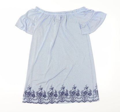 George Womens Blue Striped  A-Line  Size 10