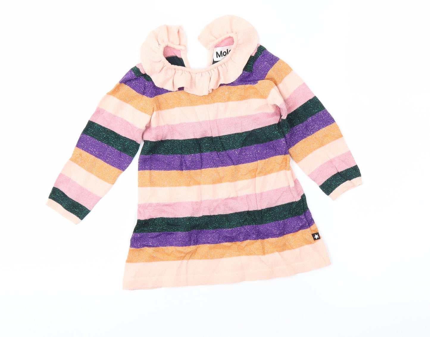 molo Girls Multicoloured Striped Knit A-Line  Size 9-12 Months