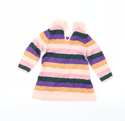 molo Girls Multicoloured Striped Knit A-Line  Size 9-12 Months