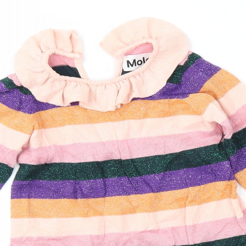 molo Girls Multicoloured Striped Knit A-Line  Size 9-12 Months