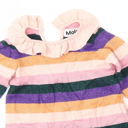 molo Girls Multicoloured Striped Knit A-Line  Size 9-12 Months