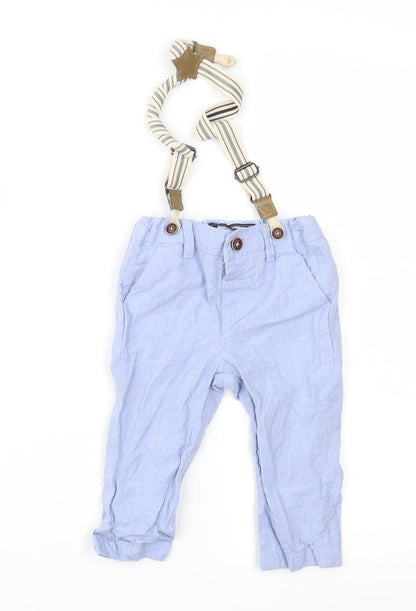 Additional front view of Next boys’ blue cargo trousers, size 9, months