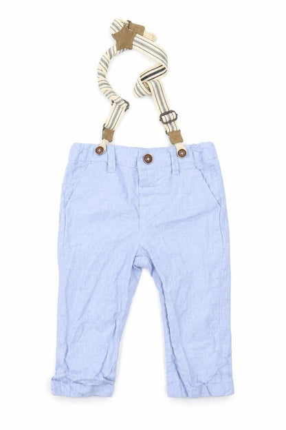 Front view of Next boys’ blue cargo trousers, size 9, months