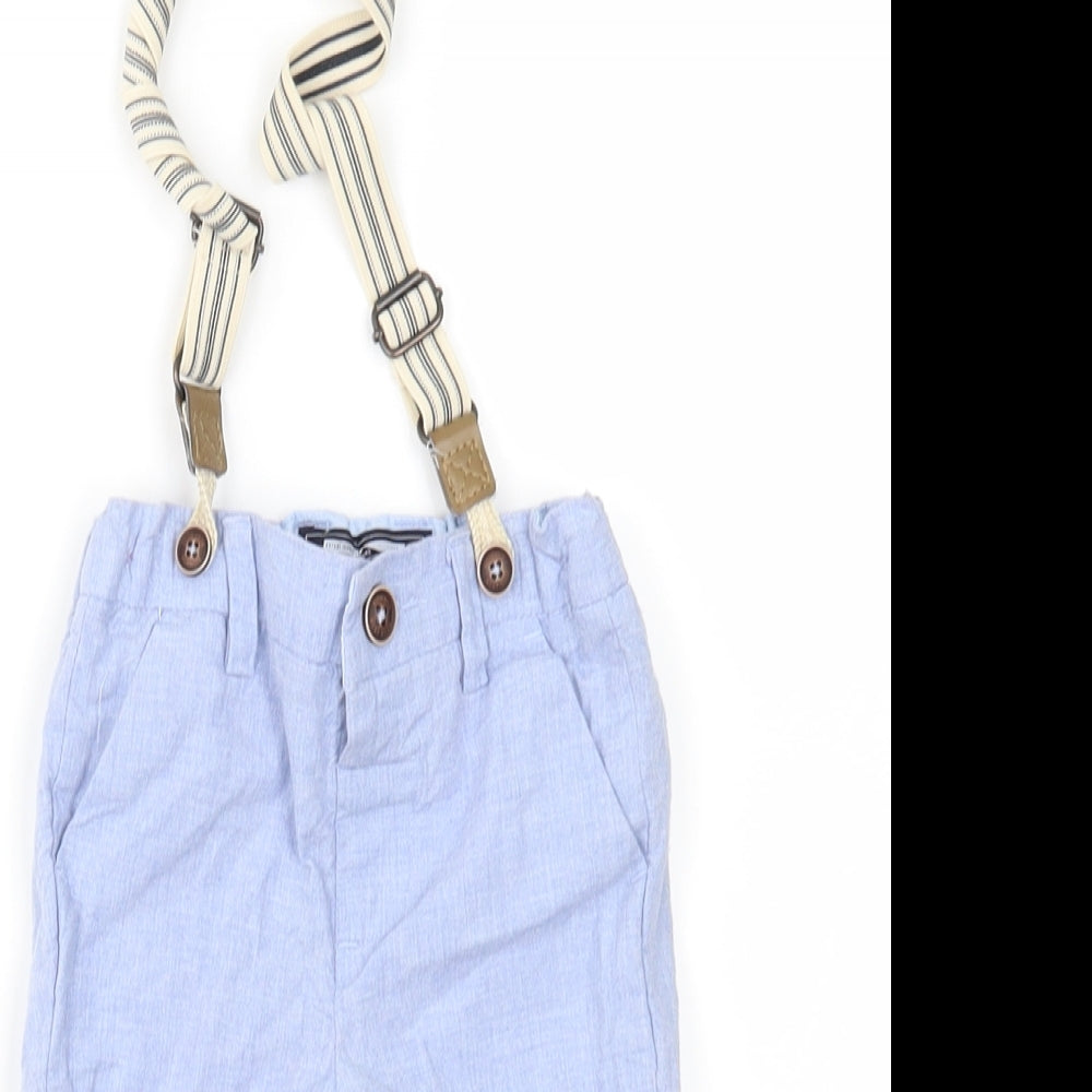 Close-up detail of Next boys’ blue cargo trousers, size 9, months