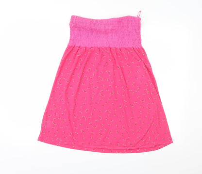 Boohoo Womens Pink Geometric Rayon Fit & Flare  Size S