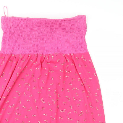 Boohoo Womens Pink Geometric Rayon Fit & Flare  Size S