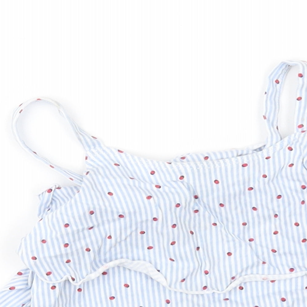 Matalan Girls Blue Striped  Fit & Flare  Size 9-12 Months