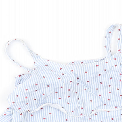 Matalan Girls Blue Striped  Fit & Flare  Size 9-12 Months