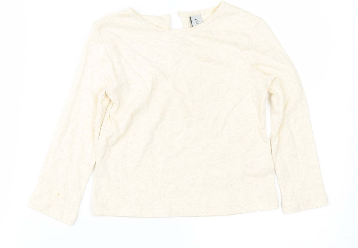 Additional front view of Tu girls’ beige basic t-shirt, size 2-3, years