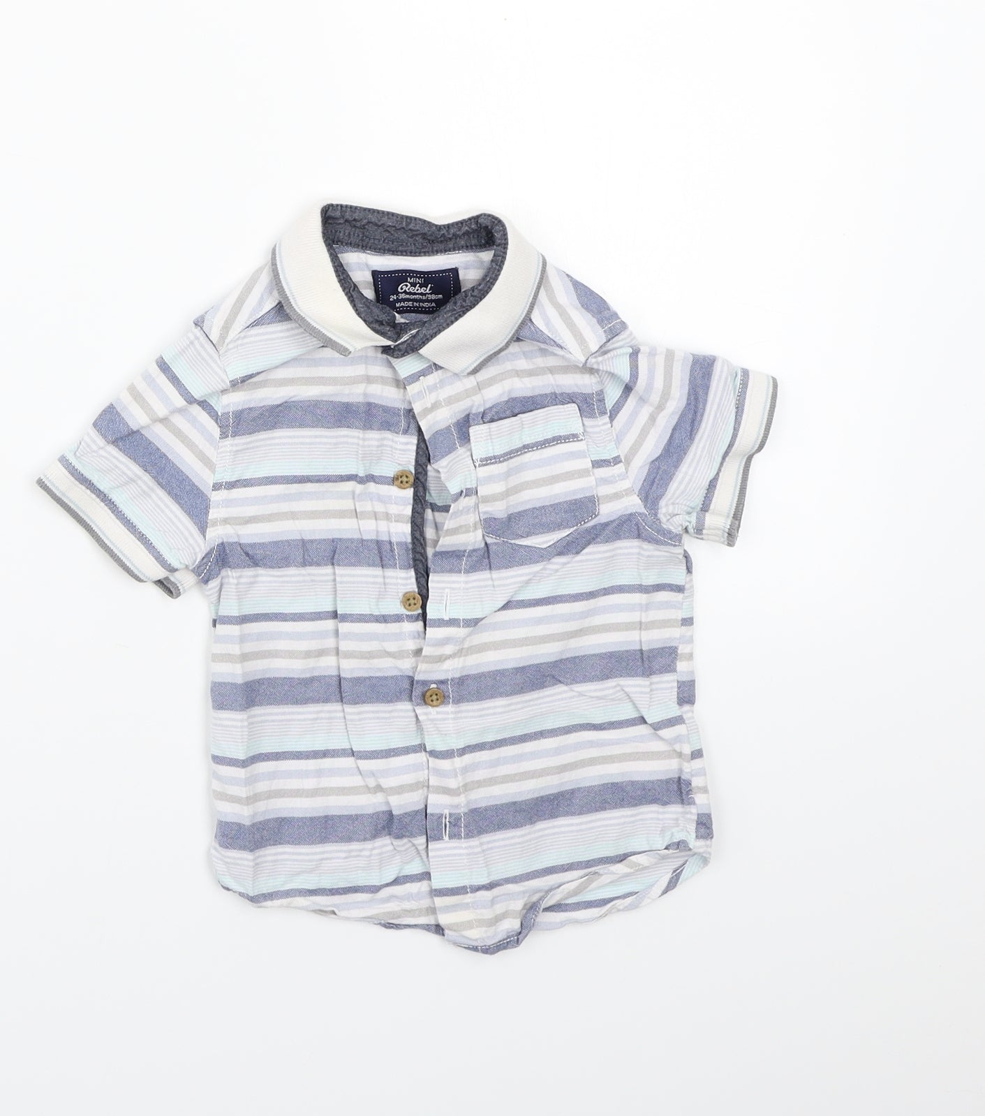 Primark Boys White Striped  Basic Button-Up Size 2-3 Years