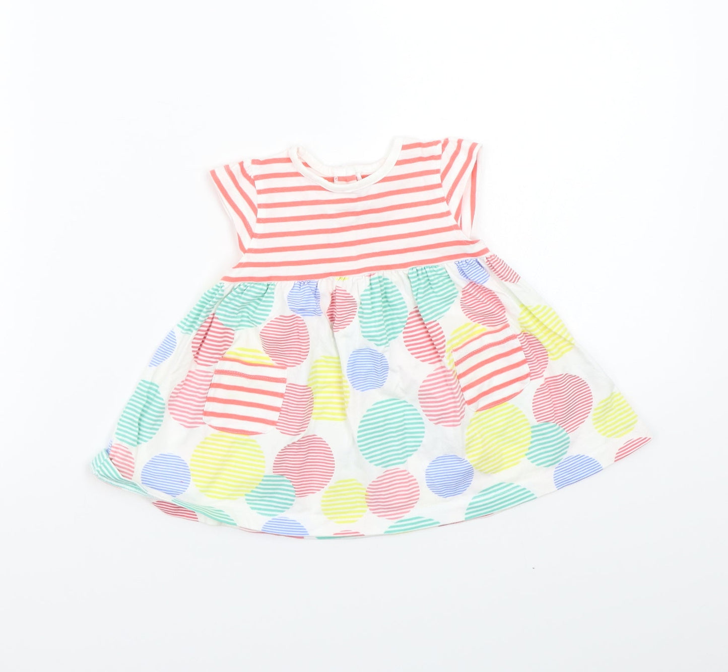 Mothercare Girls White Striped  Basic T-Shirt Size 3-6 Months