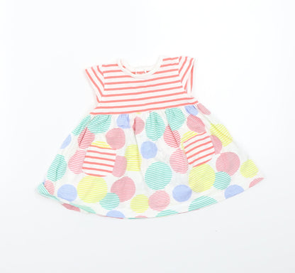 Mothercare Girls White Striped  Basic T-Shirt Size 3-6 Months