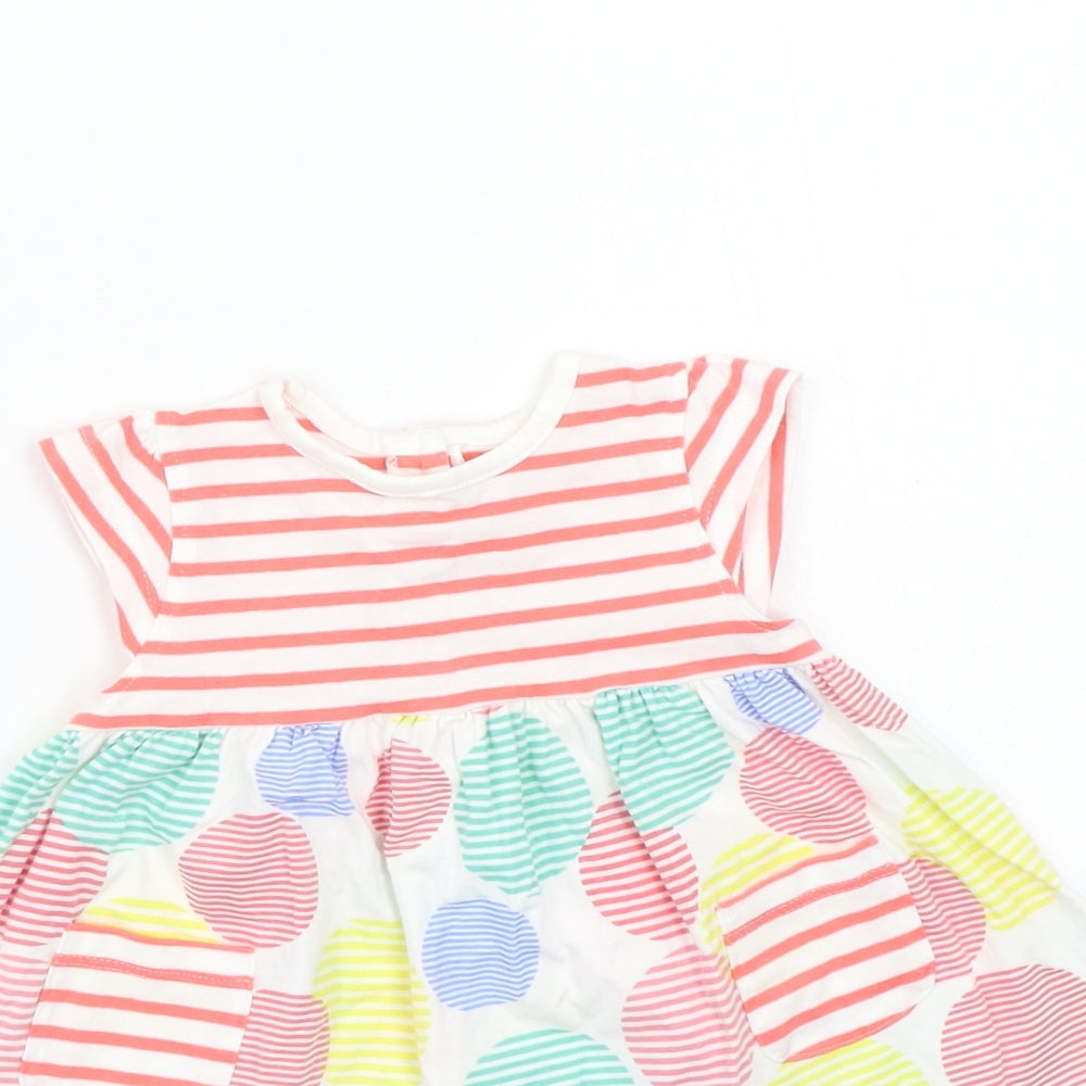 Mothercare Girls White Striped  Basic T-Shirt Size 3-6 Months