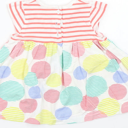 Mothercare Girls White Striped  Basic T-Shirt Size 3-6 Months