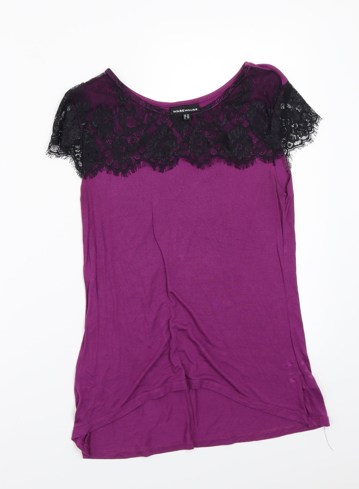 Womens UK Size 14 Warehouse Purple Basic T-Shirt