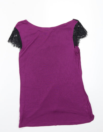 Womens UK Size 14 Warehouse Purple Basic T-Shirt