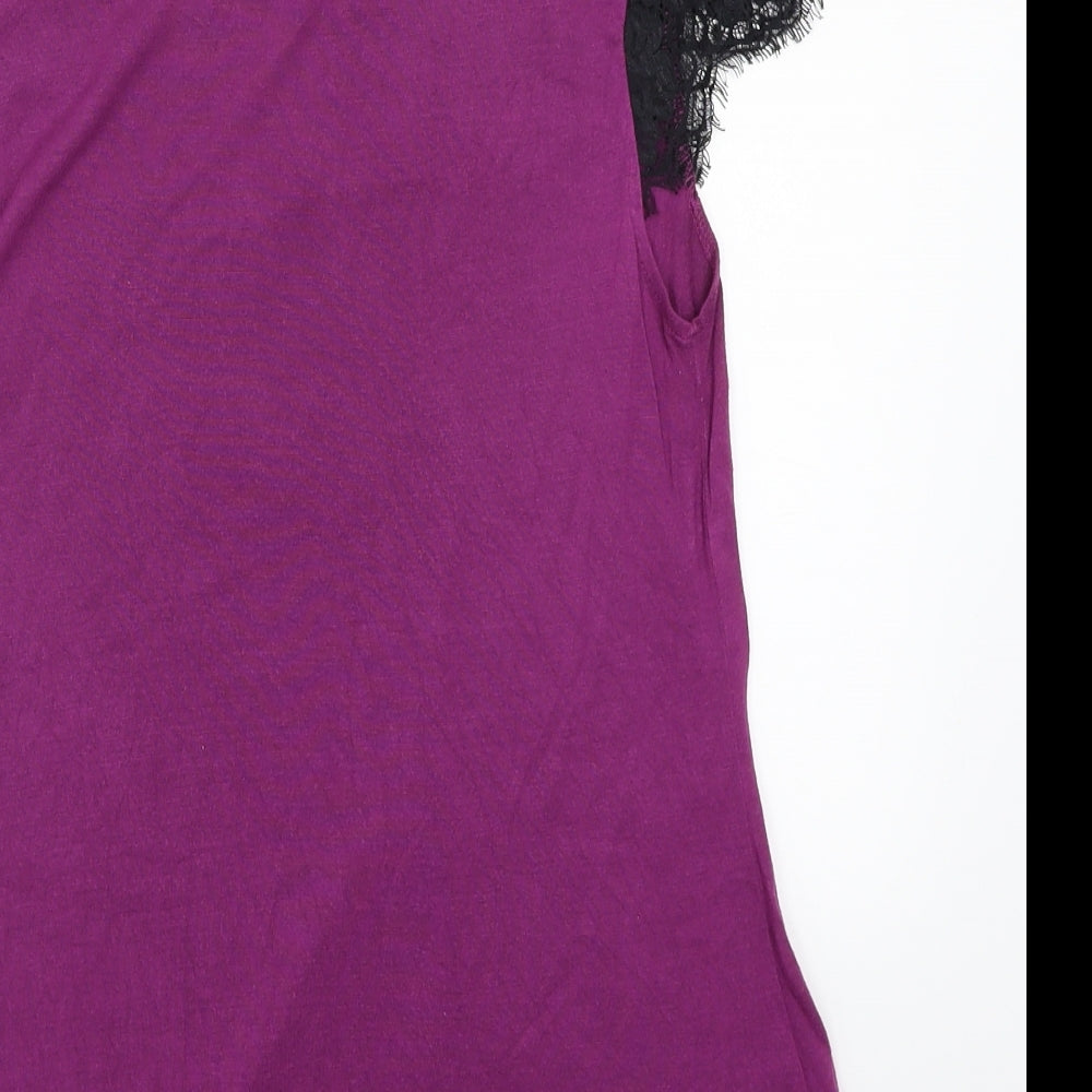 Womens UK Size 14 Warehouse Purple Basic T-Shirt