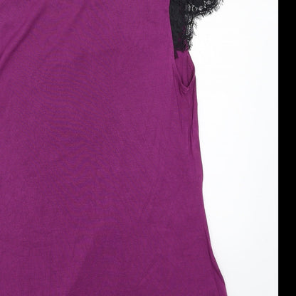Womens UK Size 14 Warehouse Purple Basic T-Shirt