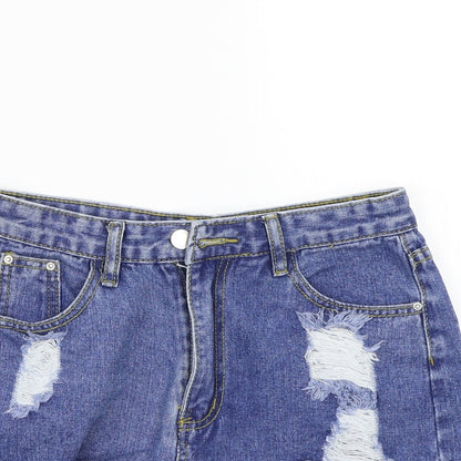 SheIn Womens Blue   Cut-Off Shorts Size S