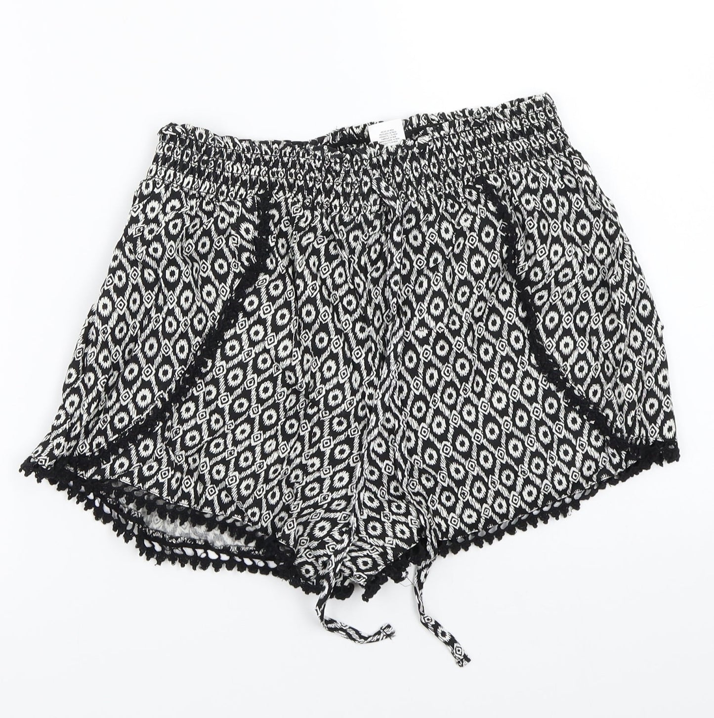 Primark Womens Black Geometric  Bermuda Shorts Size 8