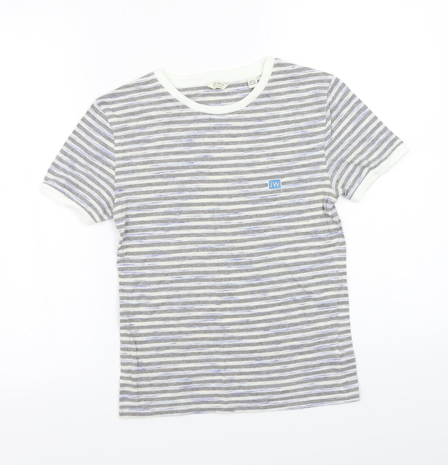 Jack Wills Womens Grey Striped  Basic T-Shirt Size 8