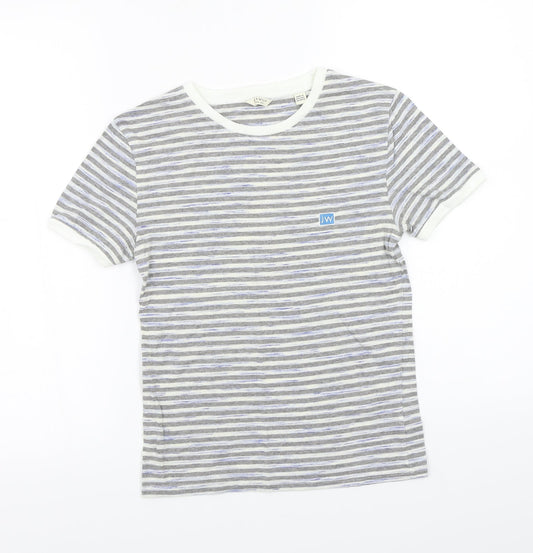 Jack Wills Womens Grey Striped  Basic T-Shirt Size 8