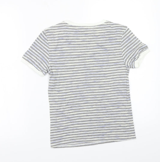 Jack Wills Womens Grey Striped  Basic T-Shirt Size 8