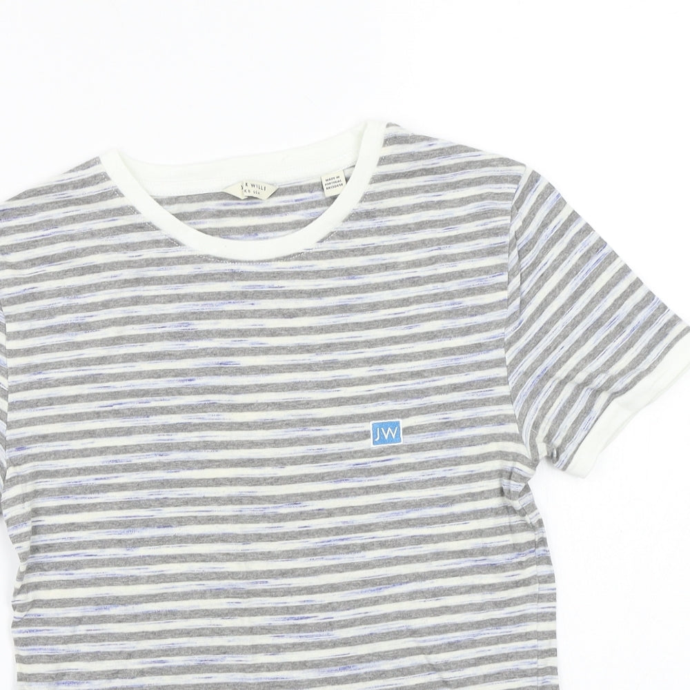 Jack Wills Womens Grey Striped  Basic T-Shirt Size 8