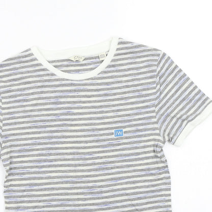 Jack Wills Womens Grey Striped  Basic T-Shirt Size 8