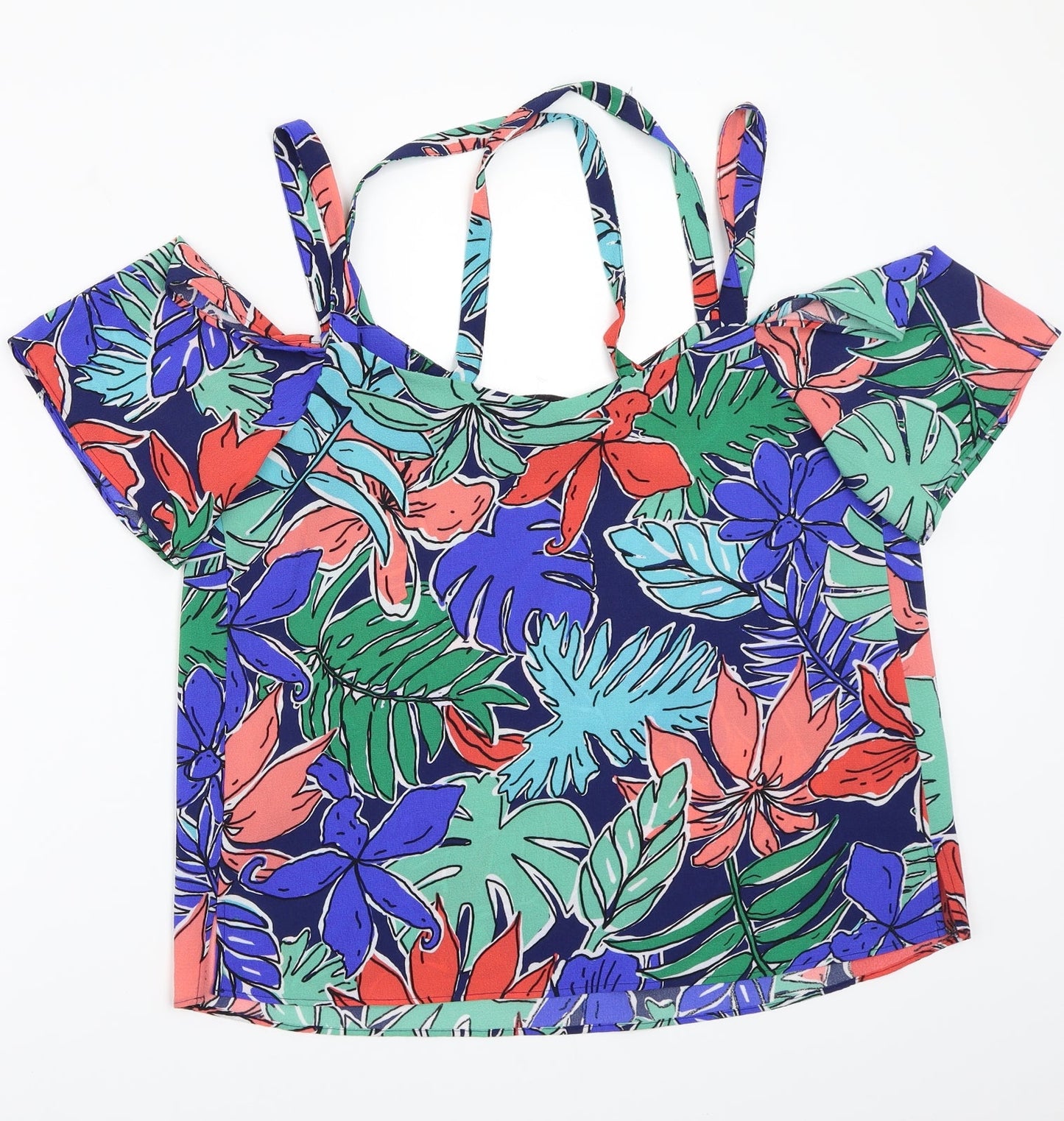 Papaya Womens Blue Floral  Basic Blouse Size 14