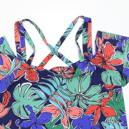 Papaya Womens Blue Floral  Basic Blouse Size 14