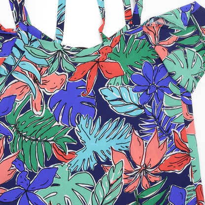 Papaya Womens Blue Floral  Basic Blouse Size 14