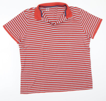 Preworn Mens Red Striped   Polo Size 2XL