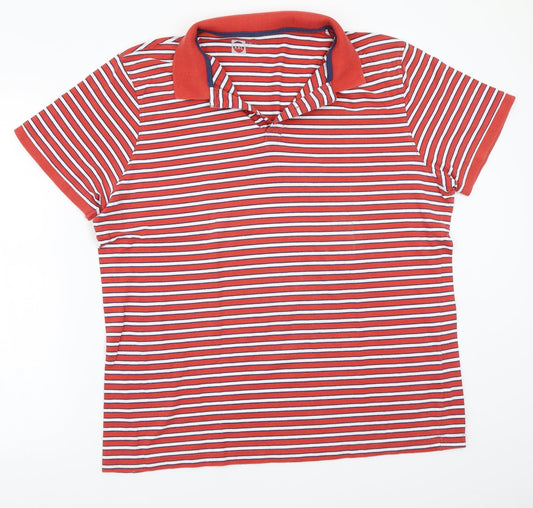 Preworn Mens Red Striped   Polo Size 2XL