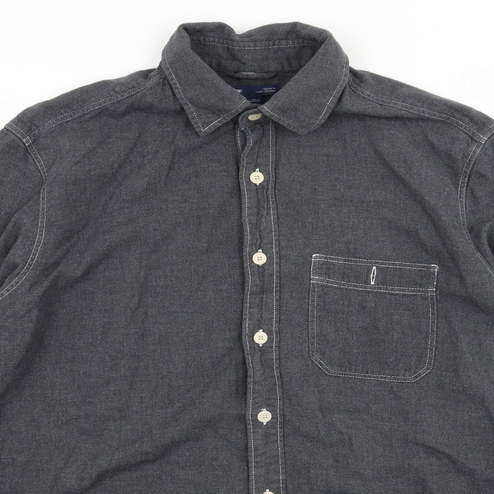 Mens UK Size M Gap Grey  Button-Up Sleeveless Casual Shirt