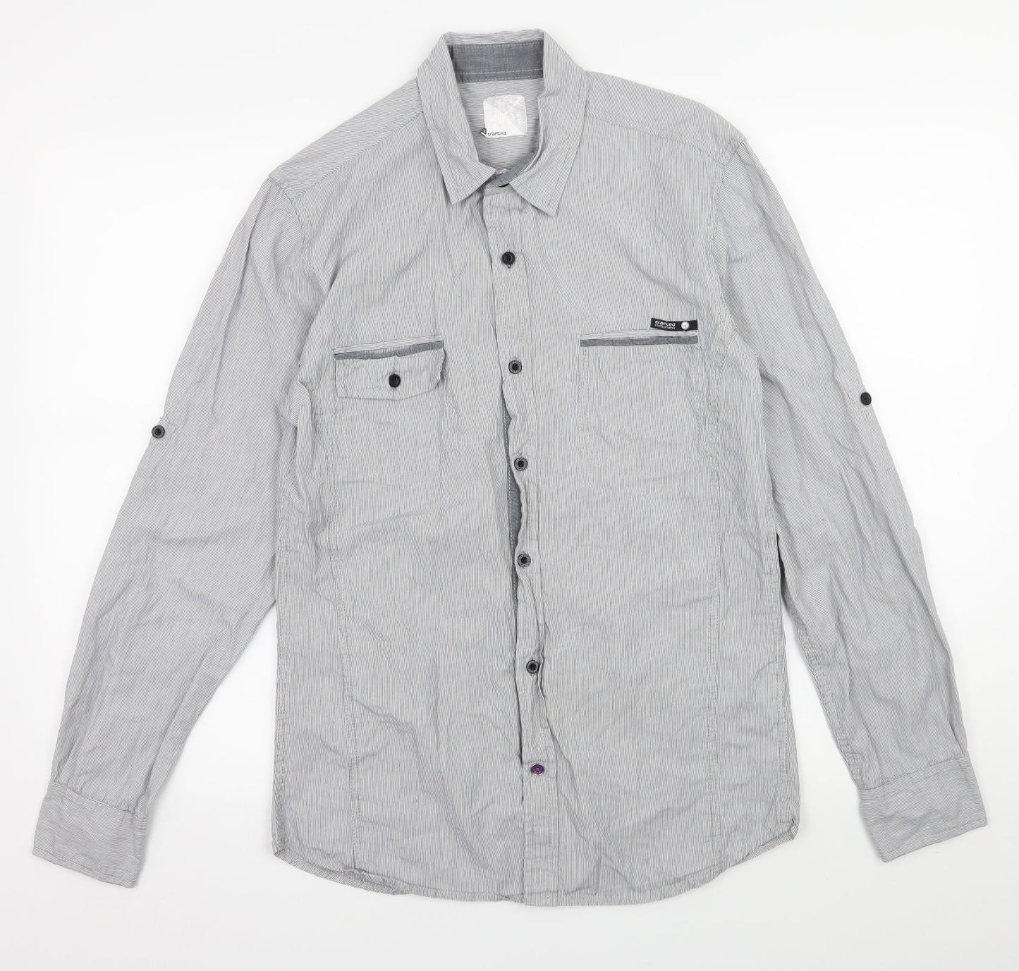 Mens UK Size M Crafted Grey  Button-Up Long Sleeve Casual Shirt