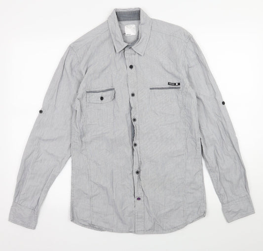 Mens UK Size M Crafted Grey  Button-Up Long Sleeve Casual Shirt