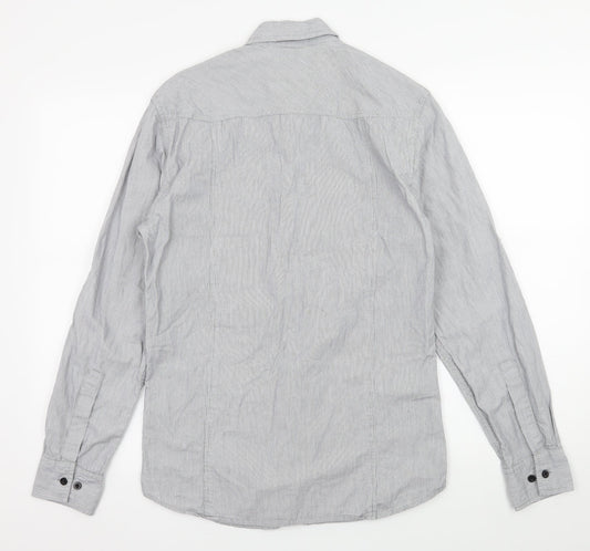 Mens UK Size M Crafted Grey  Button-Up Long Sleeve Casual Shirt