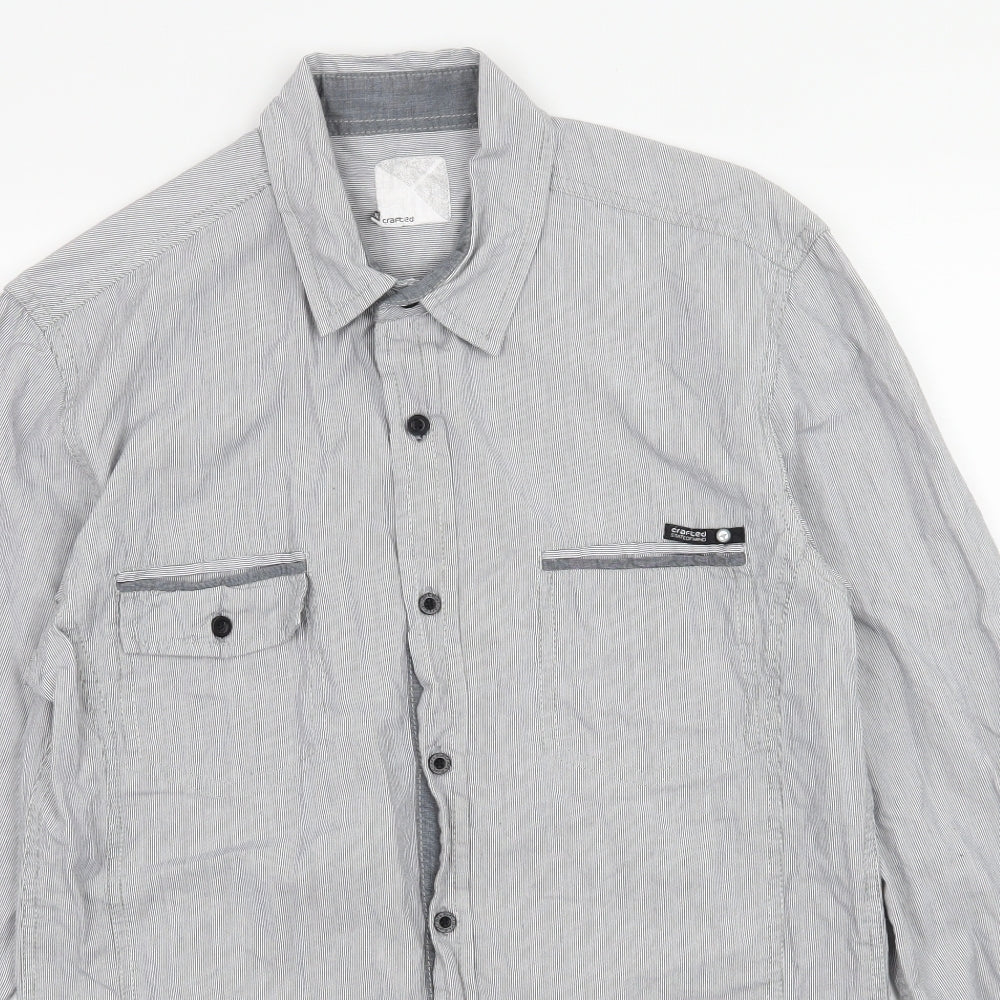 Mens UK Size M Crafted Grey  Button-Up Long Sleeve Casual Shirt
