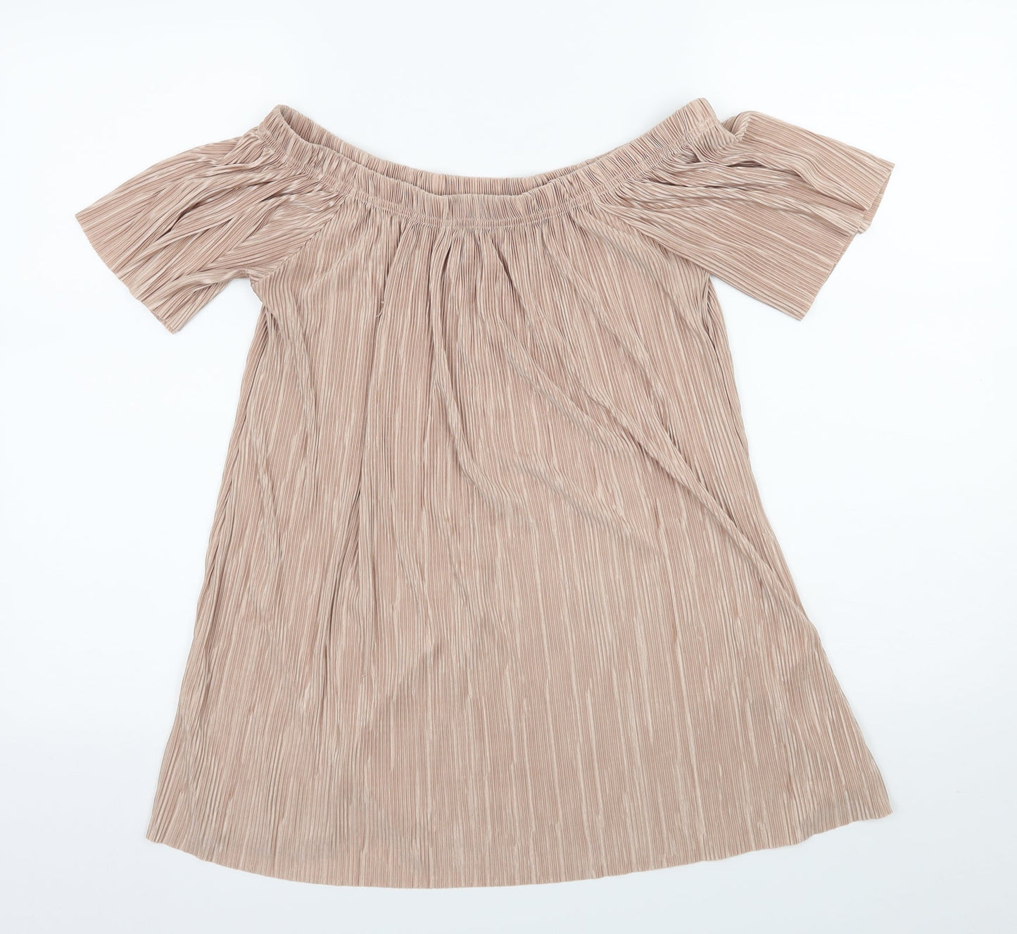 Boohoo Womens Pink  Satin Basic Blouse Size L  - Fine Pleated