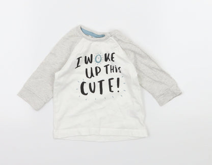 George Baby White  Jersey Basic T-Shirt Size 0-3 Months  - I Woke up Like this
