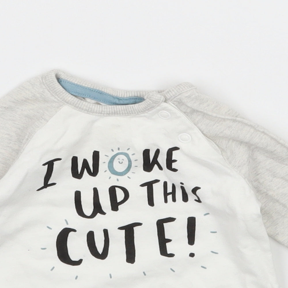 George Baby White  Jersey Basic T-Shirt Size 0-3 Months  - I Woke up Like this
