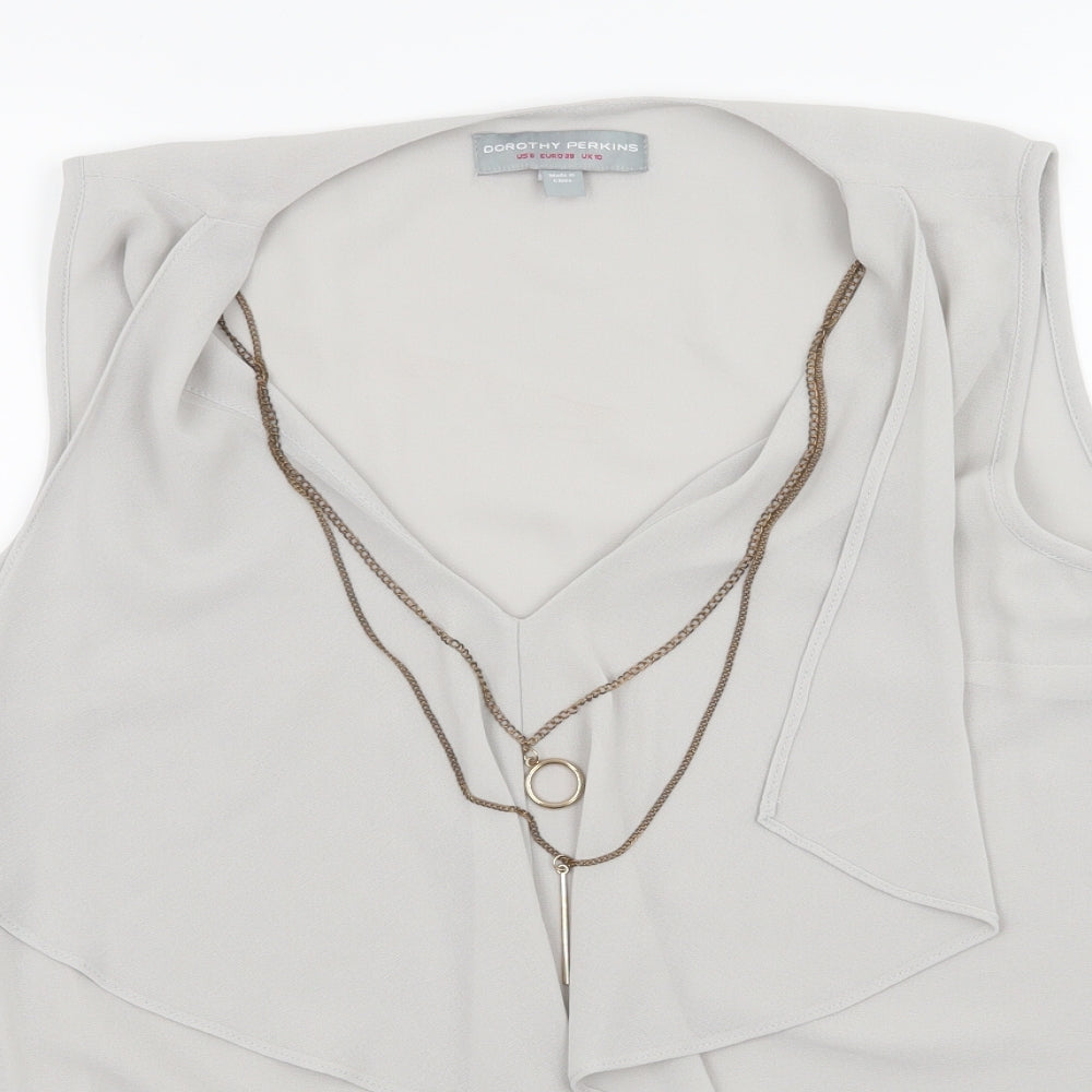 Womens UK Size 10 Dorothy Perkins Grey Basic Tank