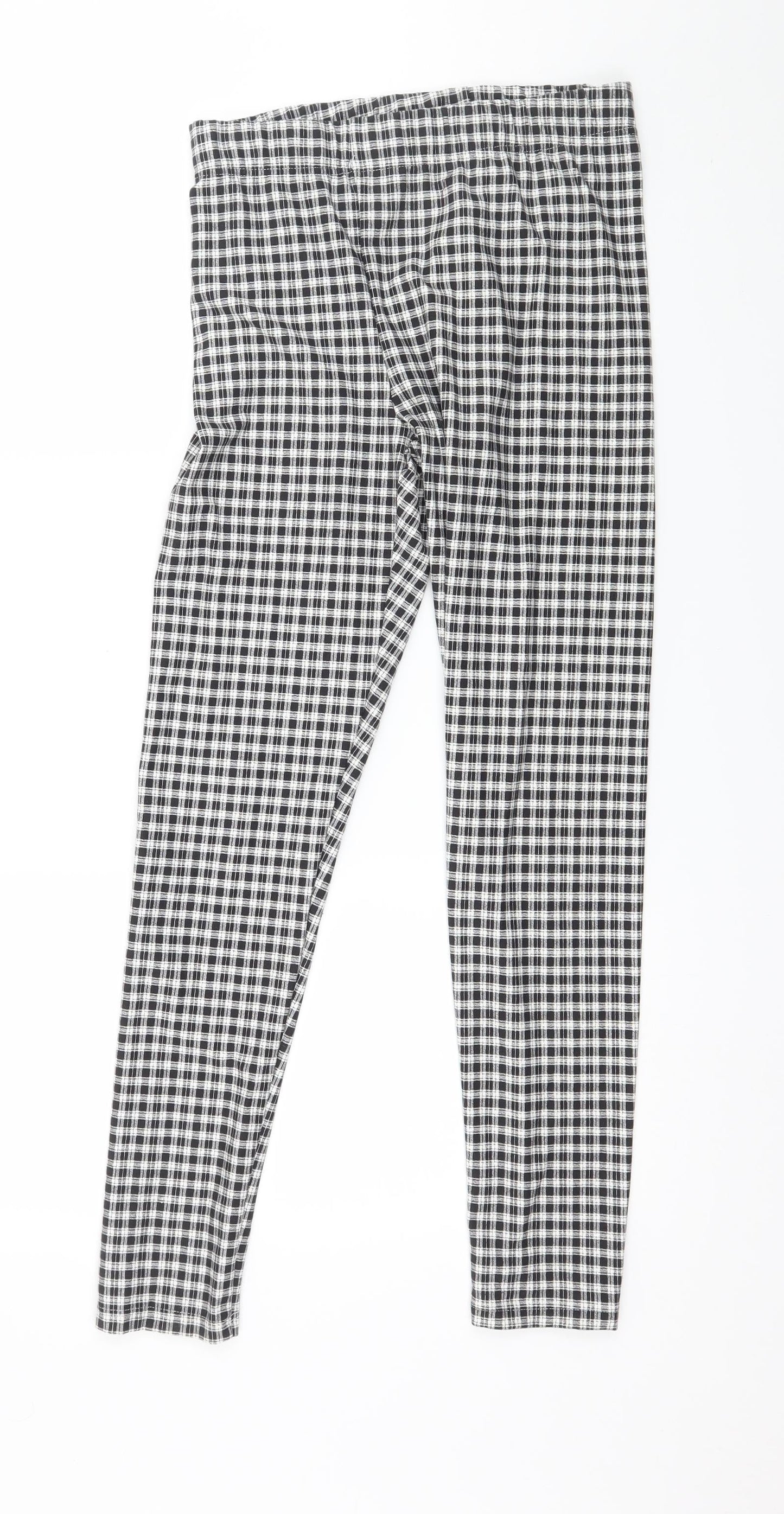 Topship Womens Black Check Jersey Capri Leggings Size 10 L27 in